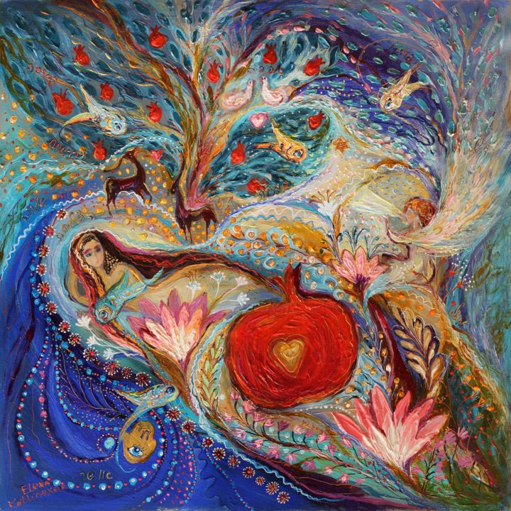 The Song of songs. Night Painting by Elena Kotliarker Artmajeur