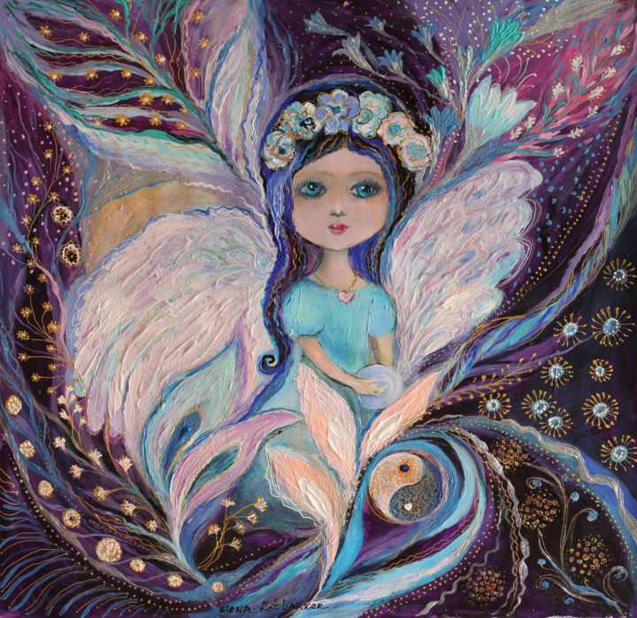 Painting titled "My little fairy Yin" by Elena Kotliarker, Original Artwork, Acrylic