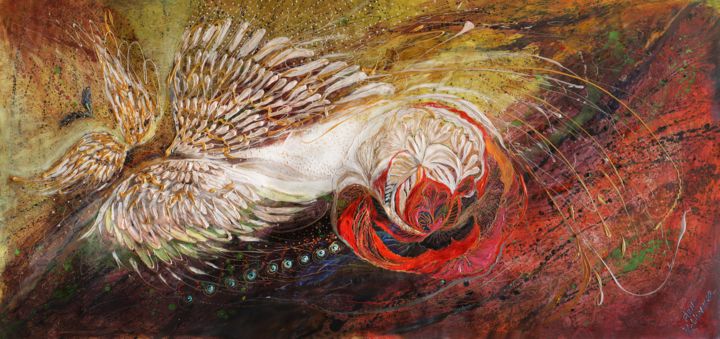 Painting titled "Angel wings #21. Th…" by Elena Kotliarker, Original Artwork, Oil