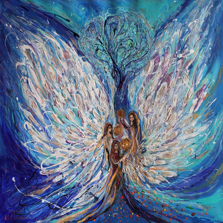 Schilderij getiteld "Angel Wings #26. Th…" door Elena Kotliarker, Origineel Kunstwerk, Acryl