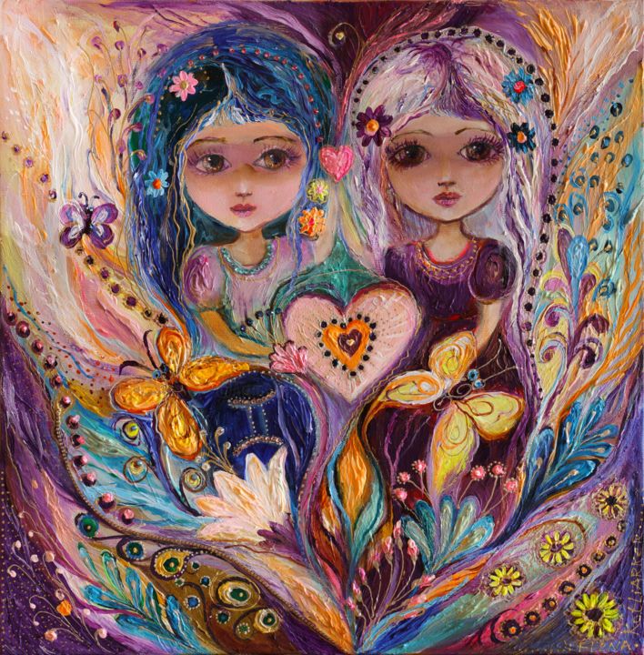Pintura intitulada "The Zodiac Fairies…" por Elena Kotliarker, Obras de arte originais, Acrílico