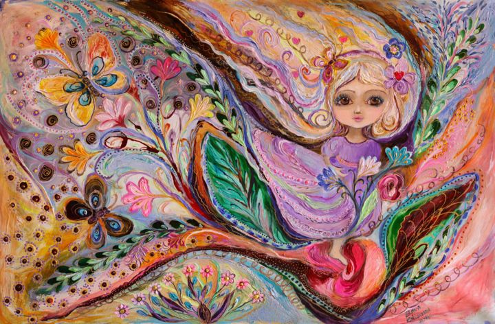 Painting titled "My little fairy Nic…" by Elena Kotliarker, Original Artwork, Acrylic