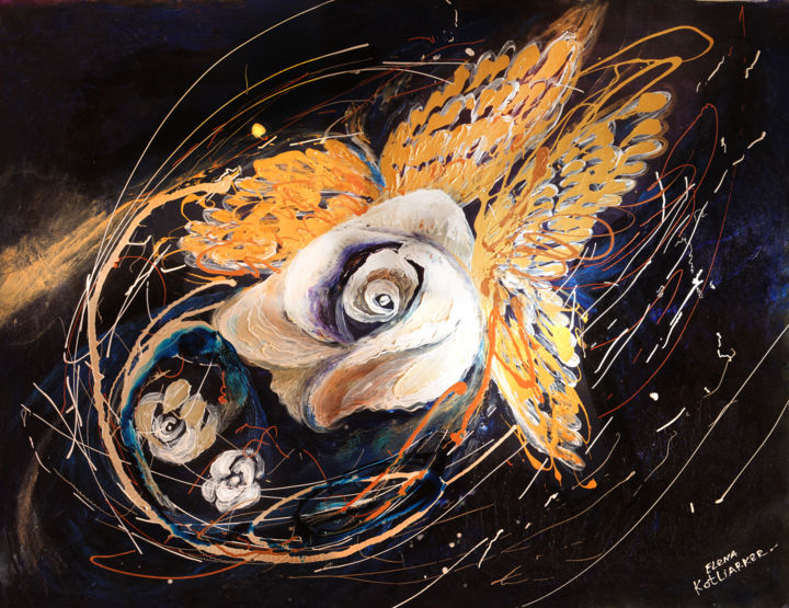 Painting titled "The Angel Wings ser…" by Elena Kotliarker, Original Artwork, Acrylic