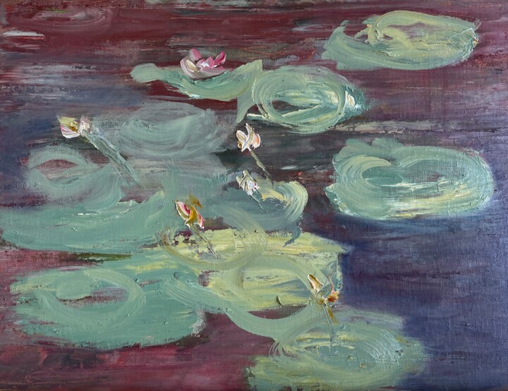 Painting titled "Lilies" by Elena Kovalskaya, Original Artwork, Oil