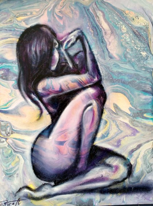 Painting titled ""Donna III"30×40×0.…" by Elena Kraft, Original Artwork, Acrylic