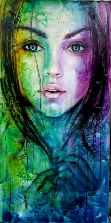 Картина под названием ""Lucia"" - Elena Kraft, Подлинное произведение искусства, Акрил Установлен на Деревянная рама для нос…