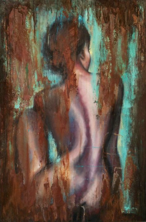 Painting titled ""Rusty beauty I" 80…" by Elena Kraft, Original Artwork, Acrylic