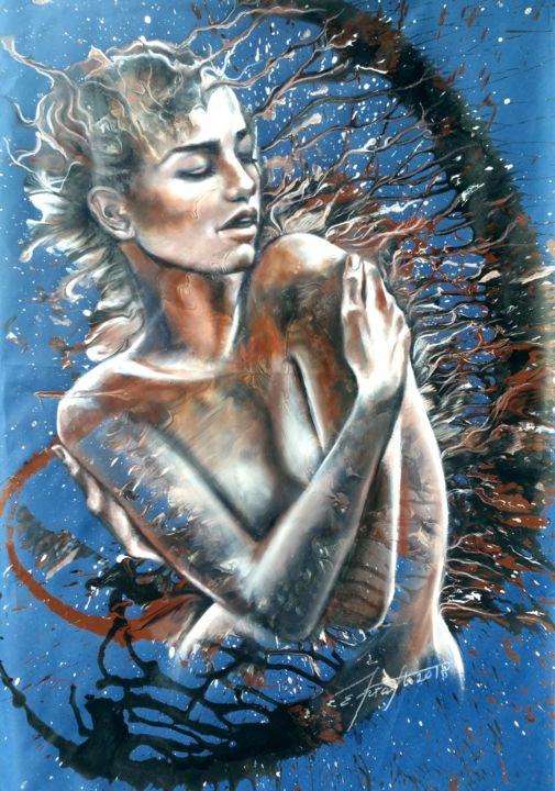 Painting titled ""Inside of  Me"80×1…" by Elena Kraft, Original Artwork, Acrylic