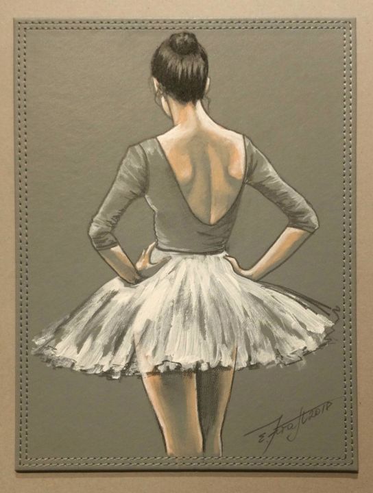 Peinture intitulée ""Ballet dancer II"…" par Elena Kraft, Œuvre d'art originale, Acrylique