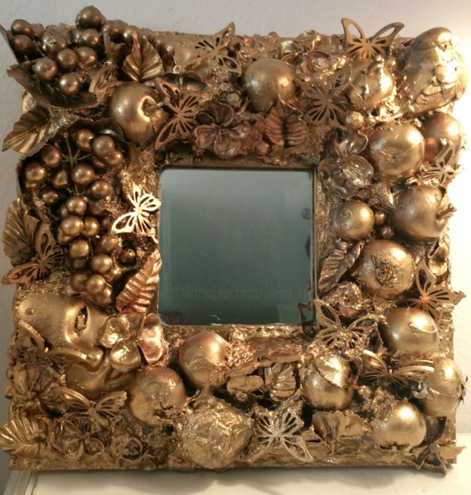 Sculpture intitulée ""Artist mirror.Gold…" par Elena Kraft, Œuvre d'art originale, Céramique