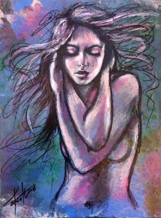 Painting titled ""Gentle wind" 24x30…" by Elena Kraft, Original Artwork, Acrylic