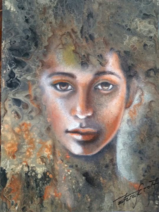 Painting titled ""Manu"" by Elena Kraft, Original Artwork, Acrylic