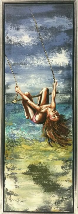 Painting titled ""Winged swing"" by Elena Kraft, Original Artwork, Acrylic
