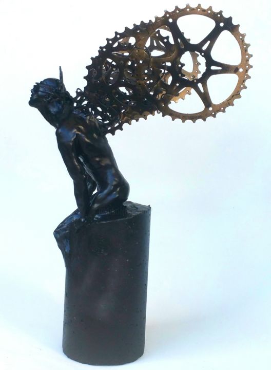 Sculpture intitulée ""URBAN ANGEL""" par Elena Kraft, Œuvre d'art originale, Argile