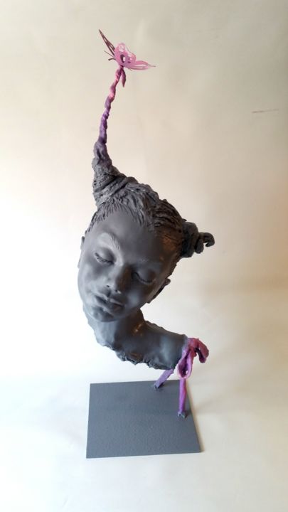 Sculpture titled ""FLYING CONNECTIONS…" by Elena Kraft, Original Artwork, Clay