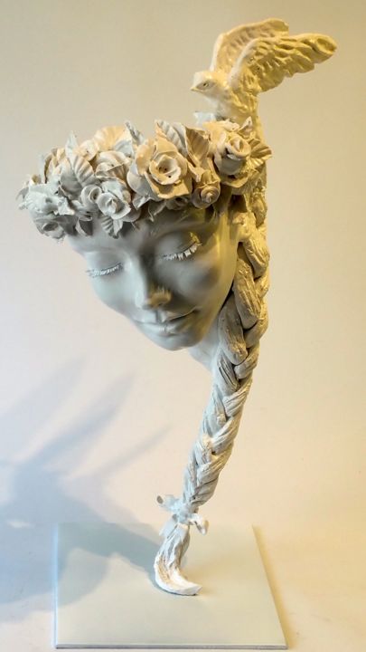 Sculpture titled ""Flying connections…" by Elena Kraft, Original Artwork, Clay