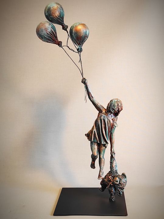 Sculpture titled ""TAKE ME WITH YOU!"…" by Elena Kraft, Original Artwork, Clay