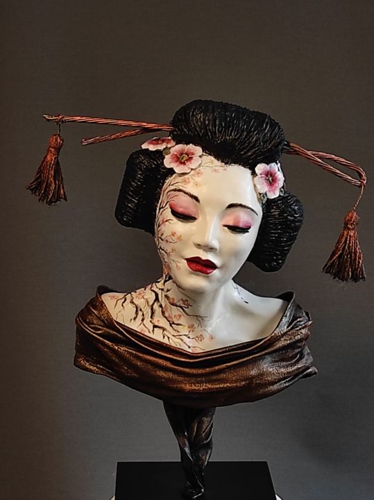 Sculpture titled ""Chio Chio San"" by Elena Kraft, Original Artwork, Clay