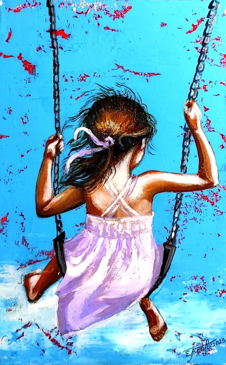 Malerei mit dem Titel ""Summer Swing1"" von Elena Kraft, Original-Kunstwerk, Acryl
