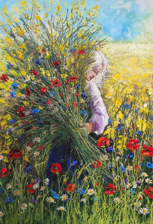 Картина под названием ""BUNCH OF HAPPINESS"" - Elena Kraft, Подлинное произведение искусства, Акрил Установлен на Деревянная…