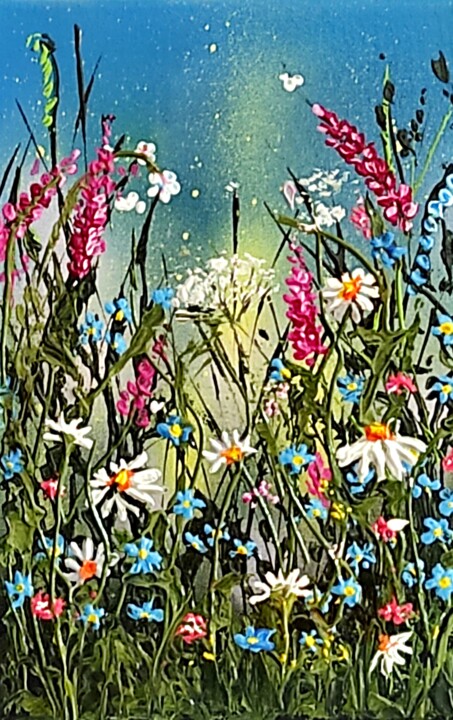 Painting titled ""FLOWERS MOOD"" by Elena Kraft, Original Artwork, Acrylic