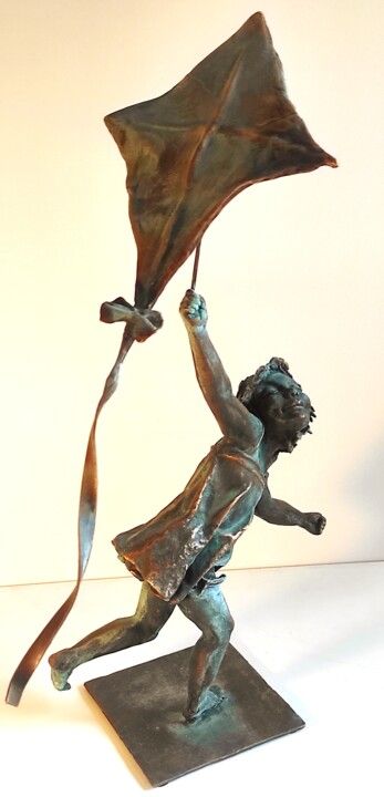 Sculpture titled ""Kite Runner"" by Elena Kraft, Original Artwork, Bronze
