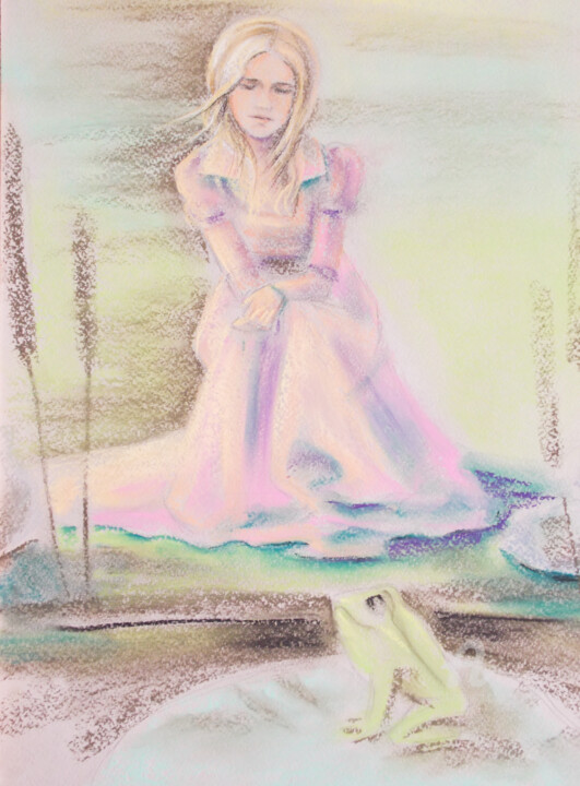 Pintura titulada "Froschkönig" por Elena Kurnosova, Obra de arte original, Pastel