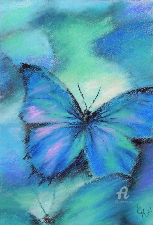 제목이 "Butterfly cloud"인 미술작품 Elena Kurnosova로, 원작, 파스텔