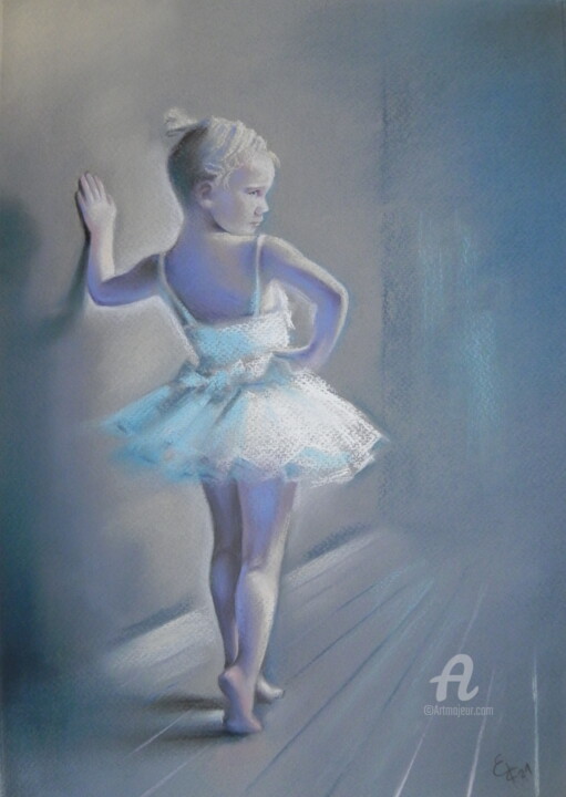 Painting titled "Little ballerina" by Elena Kurnosova, Original Artwork, Pastel