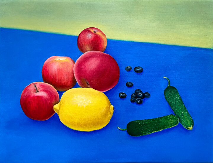 Картина под названием "Apples family still…" - Elena Kurochko, Подлинное произведение искусства, Масло