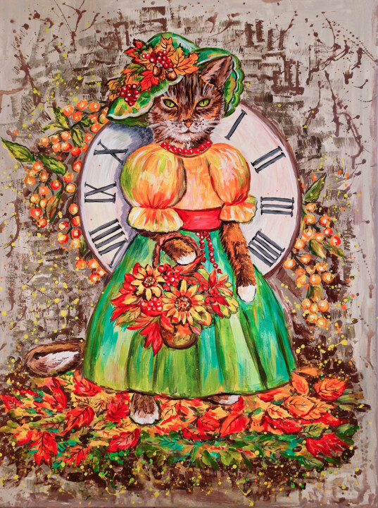 Malarstwo zatytułowany „Осень” autorstwa Elena Labetskaya, Oryginalna praca, Akryl Zamontowany na Drewniana rama noszy