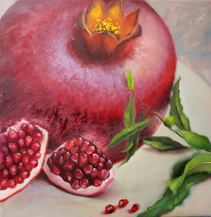 Schilderij getiteld "Pomegranate" door Elena Mardashova, Origineel Kunstwerk, Olie
