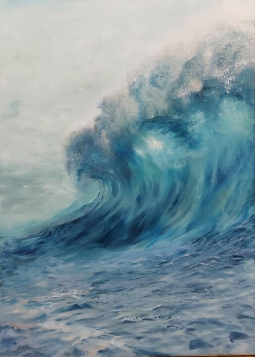 Painting titled "Wave" by Elena Mardashova, Original Artwork, Oil