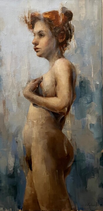 Pintura titulada "Young lady(nude)Jeu…" por Elena Mashajeva-Agraphiotis, Obra de arte original, Oleo
