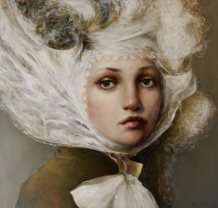 Painting titled "Portrait of a beaut…" by Elena Mashajeva-Agraphiotis, Original Artwork, Oil