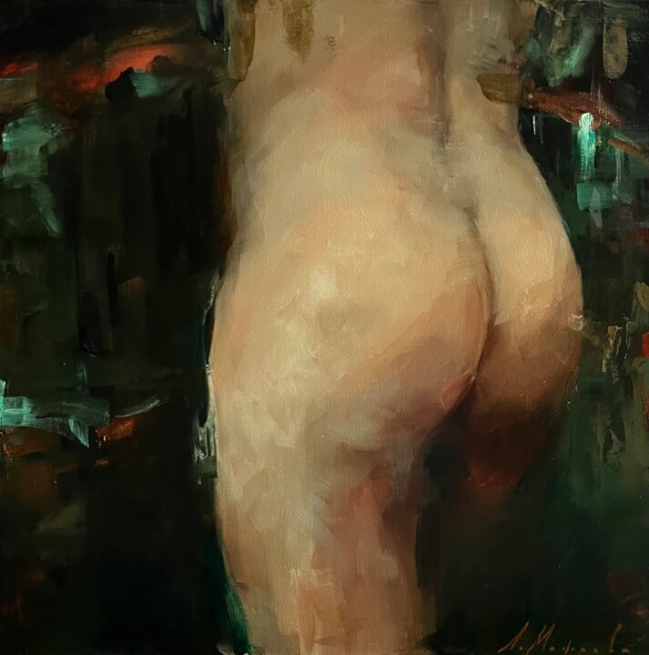Painting titled ",,NAKED"-nude male…" by Elena Mashajeva-Agraphiotis, Original Artwork, Oil