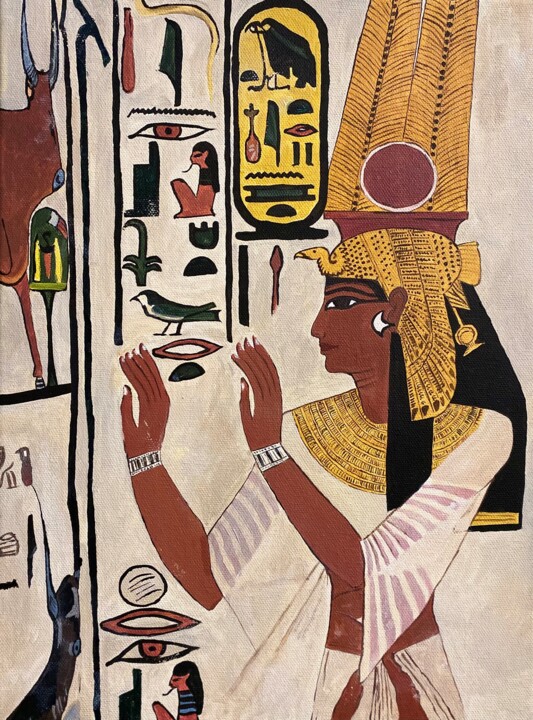 Pintura intitulada "Nefertari" por Elena Milyukova, Obras de arte originais, Acrílico