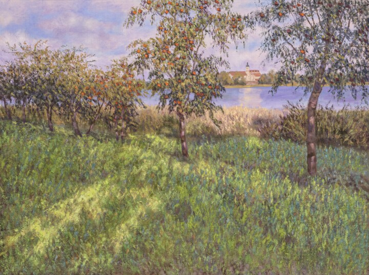 Painting titled "Несвижский замок" by Elena Moiseenko Belarus, Original Artwork, Oil