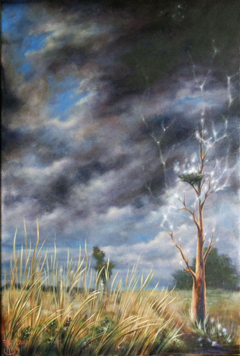 Malarstwo zatytułowany „Тропа гроз” autorstwa Elena Morgun (Trish), Oryginalna praca, Olej