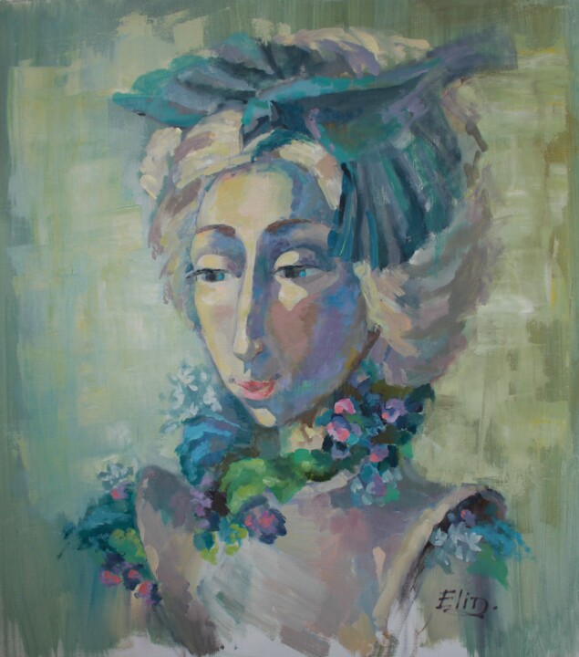 Painting titled "May" by Elena Naydenok, Original Artwork, Oil Mounted on Wood Stretcher frame