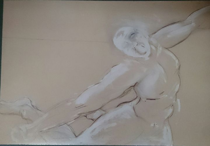 Schilderij getiteld "Línea" door Elena Oundjian, Origineel Kunstwerk