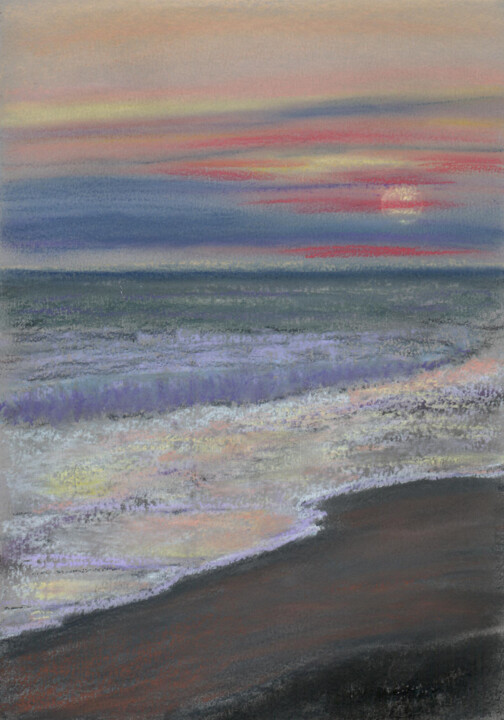 Drawing titled "Sea №10(Pastel)" by Elena Petrova, Original Artwork, Pastel