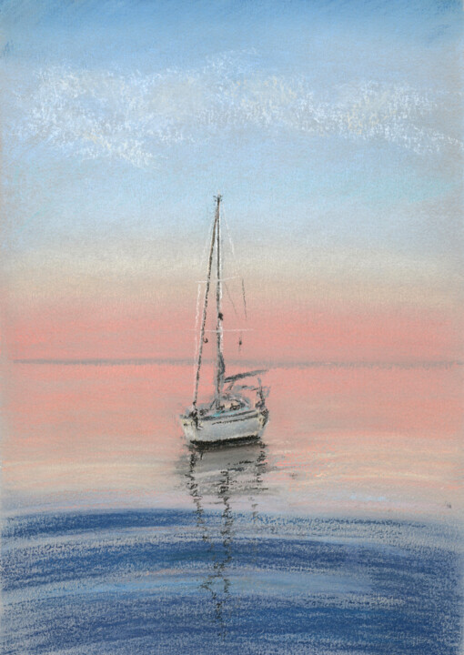 Рисунок под названием "Sea №13(Pastel)" - Elena Petrova, Подлинное произведение искусства, Пастель