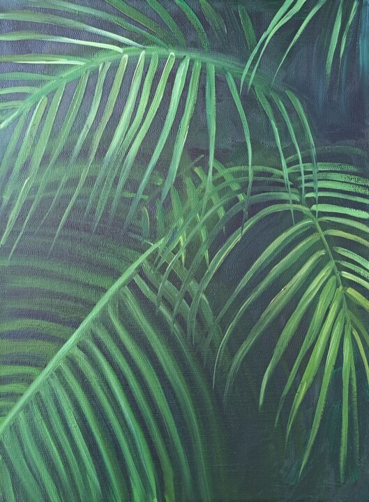 Картина под названием "Palm trees №5" - Elena Petrova, Подлинное произведение искусства, Масло