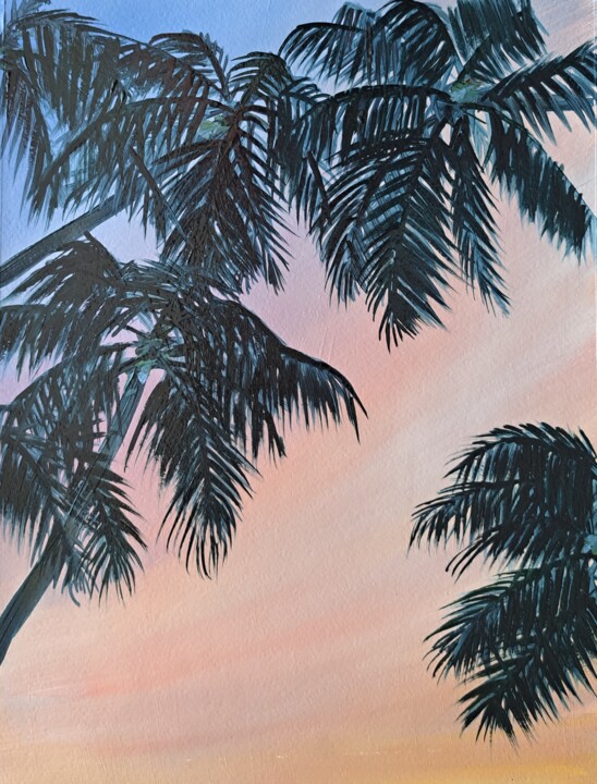 Schilderij getiteld "Palm trees №6" door Elena Petrova, Origineel Kunstwerk, Olie