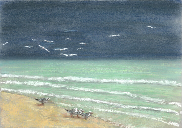 Dessin intitulée "Sea №34(Pastel)" par Elena Petrova, Œuvre d'art originale, Pastel