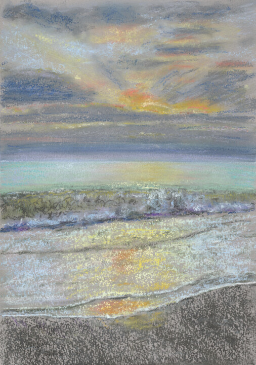 Dessin intitulée "Sea №35(Pastel)" par Elena Petrova, Œuvre d'art originale, Pastel