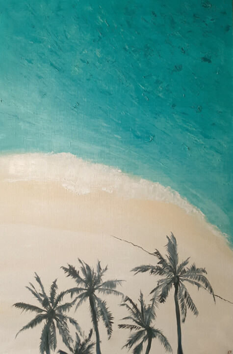 Картина под названием "Palm Trees №1" - Elena Petrova, Подлинное произведение искусства, Масло