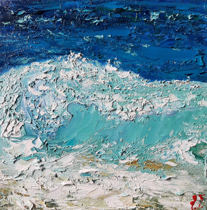 Картина под названием "Sapphire wave №3" - Elena Petrova, Подлинное произведение искусства, Масло