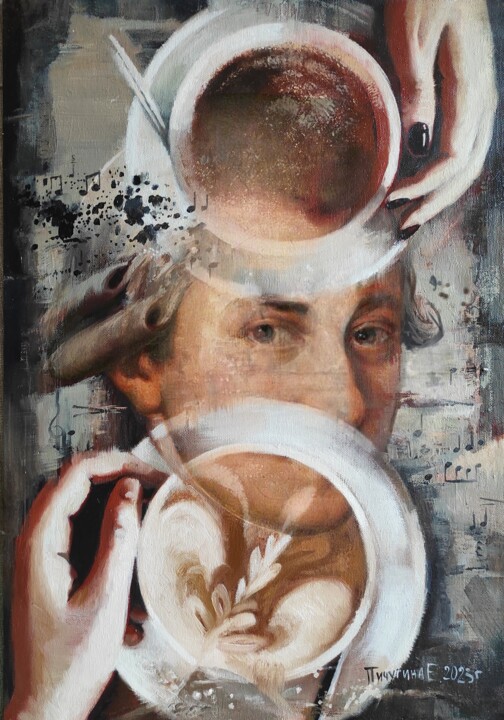 "Моцарт и капучино." başlıklı Tablo Elena Pichugina tarafından, Orijinal sanat, Petrol